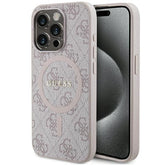 Ümbris GUESS GUHMP15SG4GFRP for iPhone 15 ( Magsafe / roosa)
